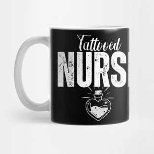 Tattooed Nurse with Heart-Shaped Potion Bottle Mug